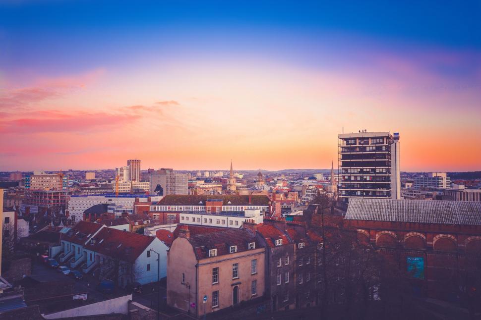 Free Image of City View at Sunset From Tall Building 