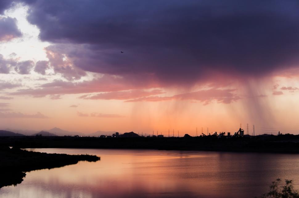 Free Image of Cloudy Sky Over Large Body of Water 