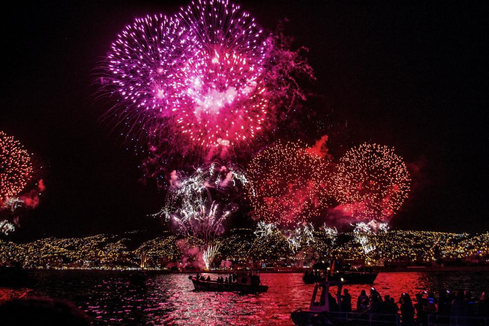 Free Image of Group of People Watching Fireworks in the Sky 