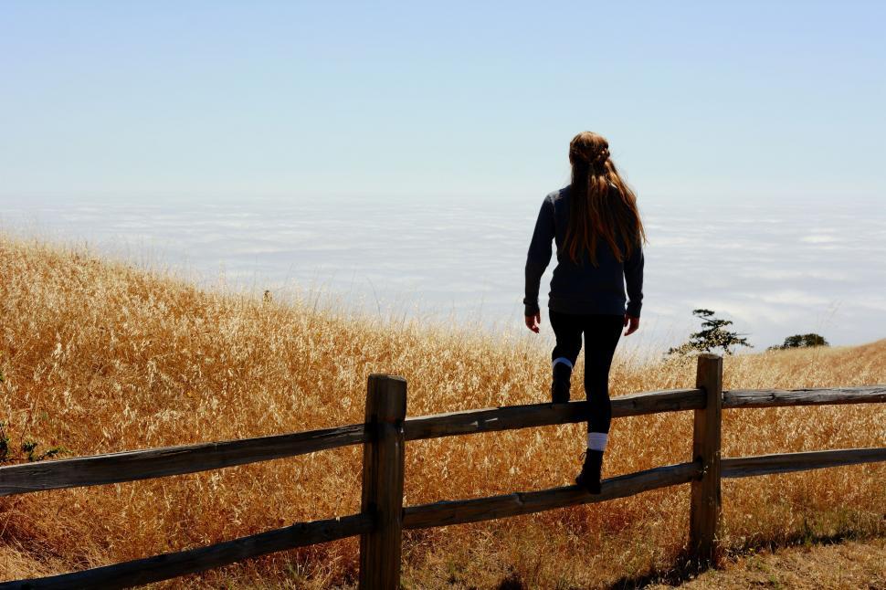 Free Image of Person Standing on Top of a Wooden Fence 