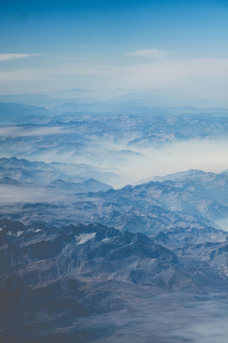 Free Image of A View of a Mountain Range From an Airplane 