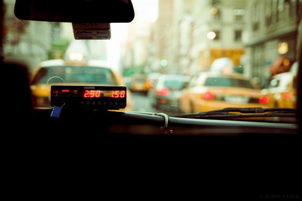 Free Image of City Street View From Inside Car 