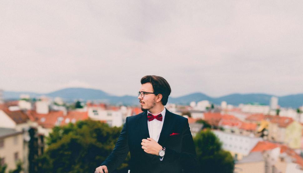 Free Image of Man Wearing Suit and Bow Tie 