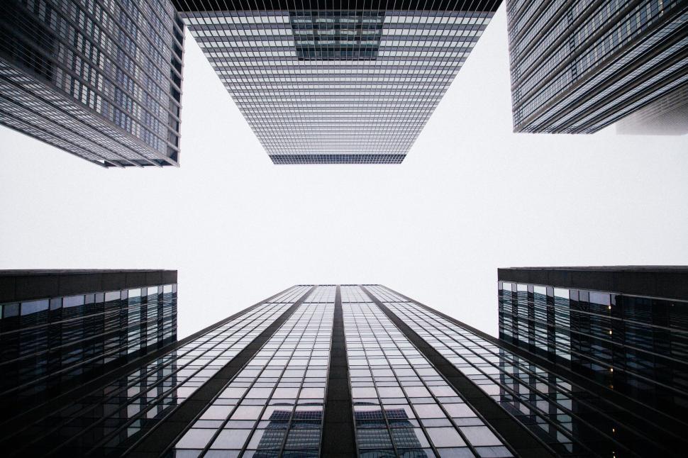 Free Image of Majestic Skyscrapers Towering in Black and White 