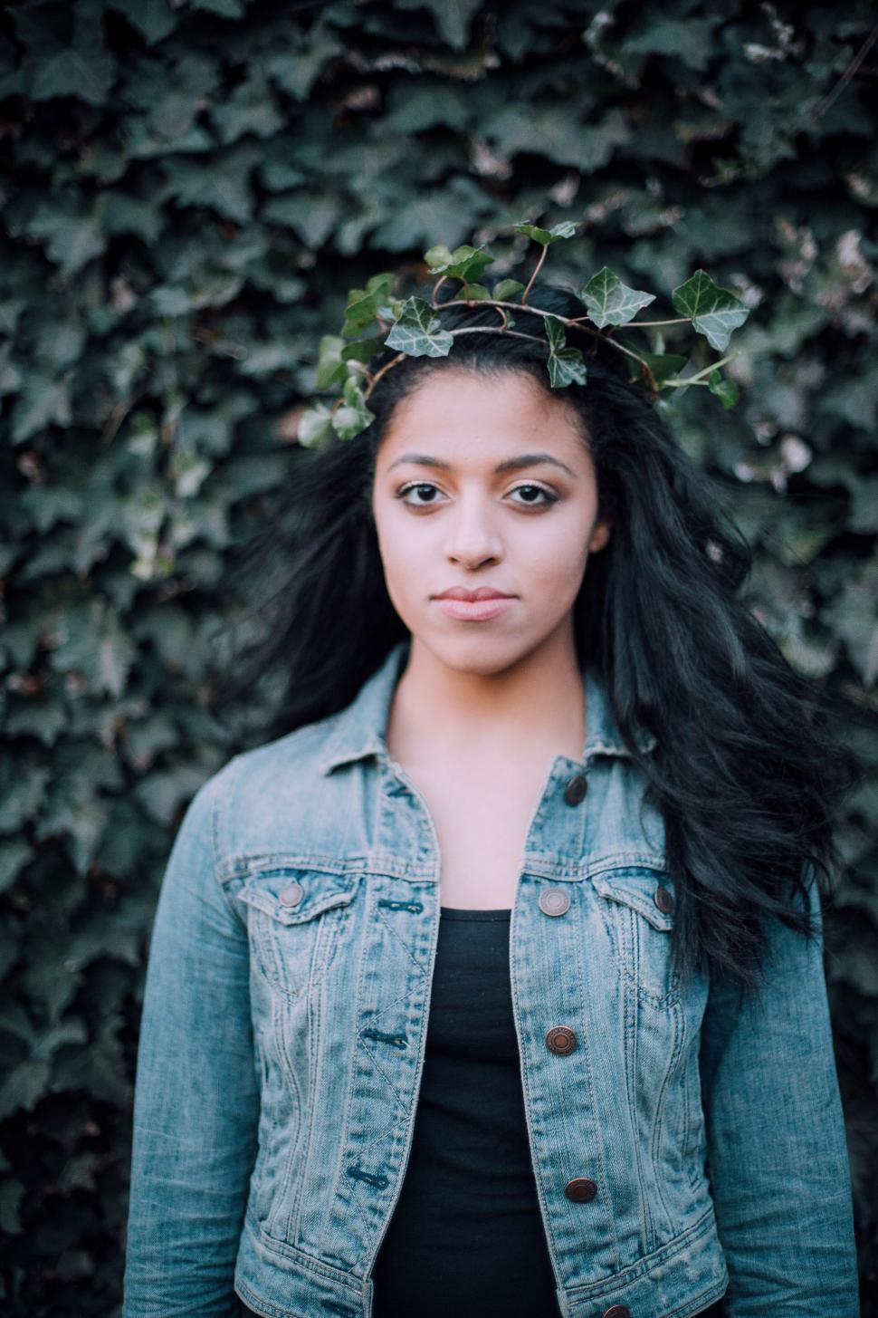 Free Image of Woman With Long Hair Wearing Denim Jacket 