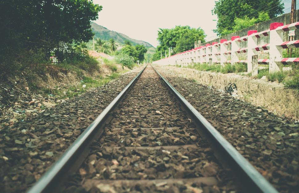 Free Image of View of a Train Track From the End of the Line 