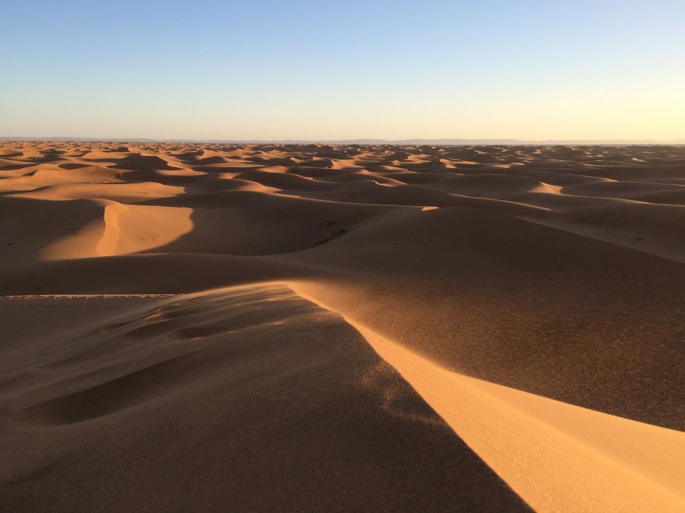Free Image of Desert Landscape With Sand Dunes and Blue Sky 