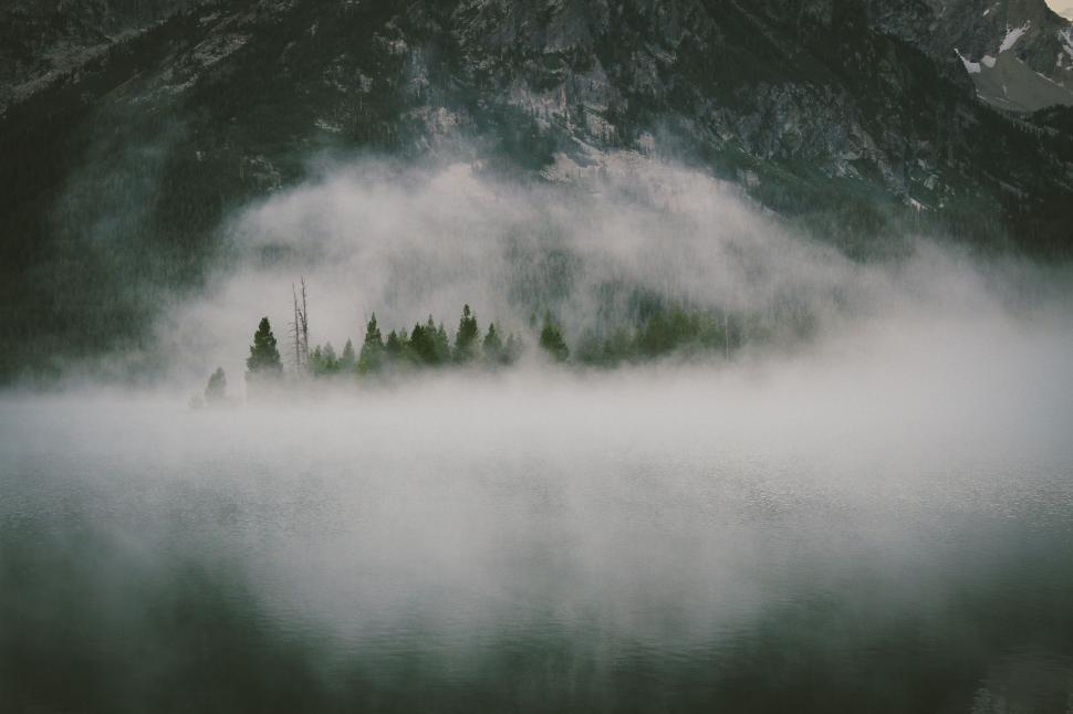 Free Image of Foggy Mountain Landscape on a Black and White Film 