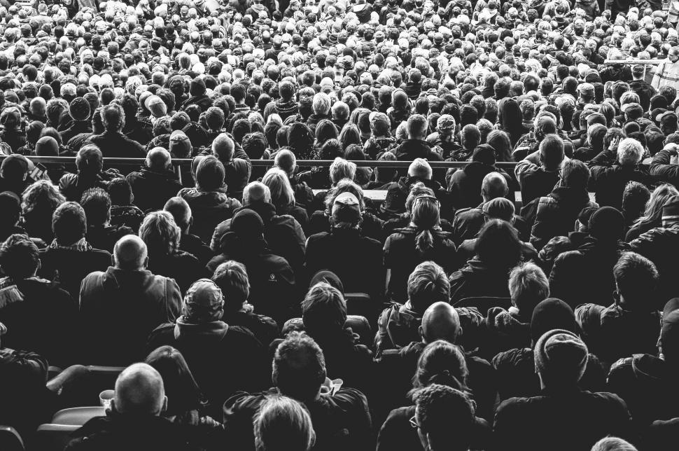 Free Image of Large Crowd of People in Black and White 