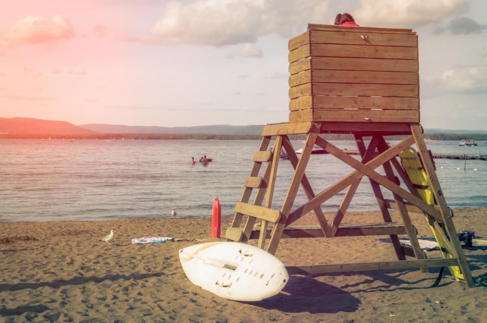 Free Image of Lifeguard Tower on Sandy Beach 