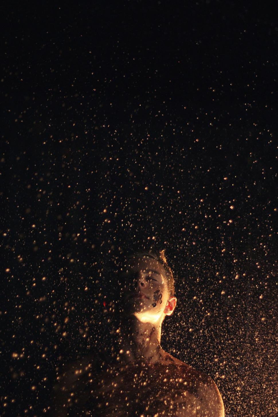 Free Image of Man Standing in the Rain at Night 