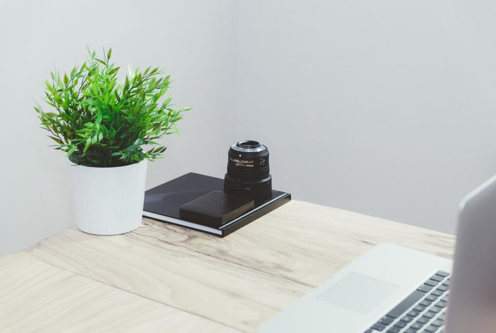 Free Image of Laptop Computer on Wooden Desk 
