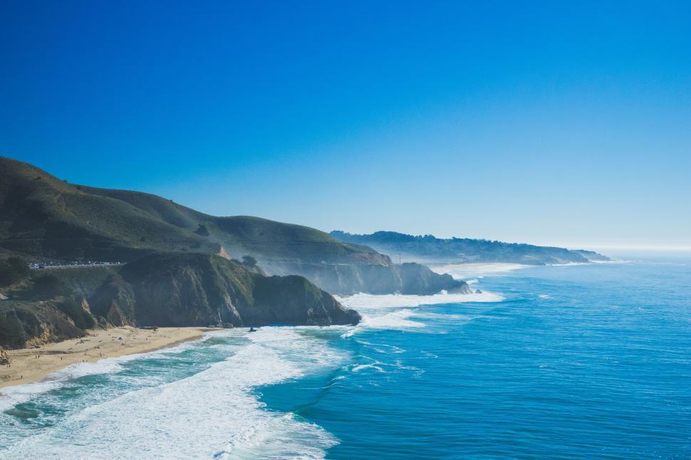 Free Image of Panoramic View of the Ocean From Hilltop 