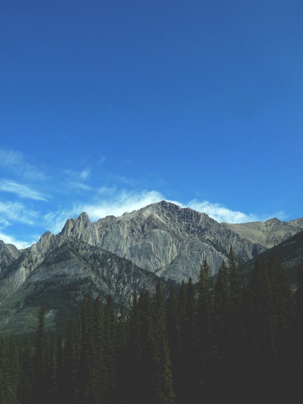 Free Image of Mountain Range With Trees in Foreground 