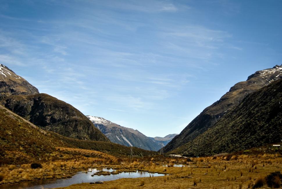 Free Image of Valley With Mountains in the Background 