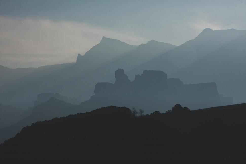 Free Image of Majestic Black and White Mountain Range 