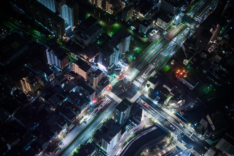 Free Image of Aerial View of City at Night 