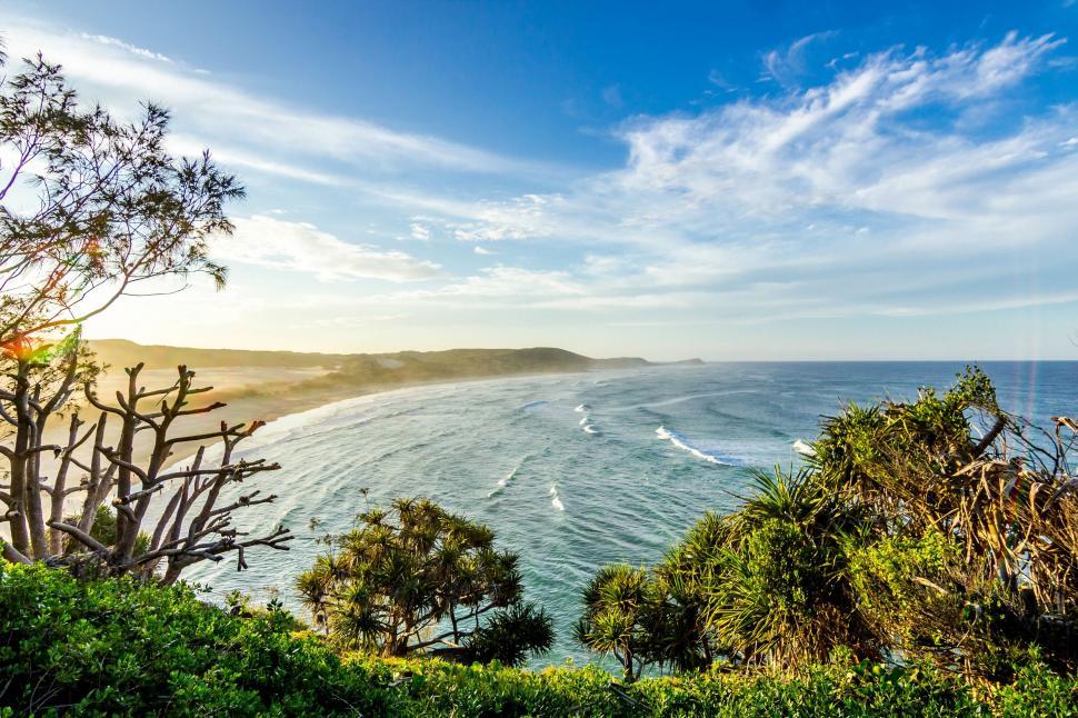Free Image of View of the Ocean From a Hill 