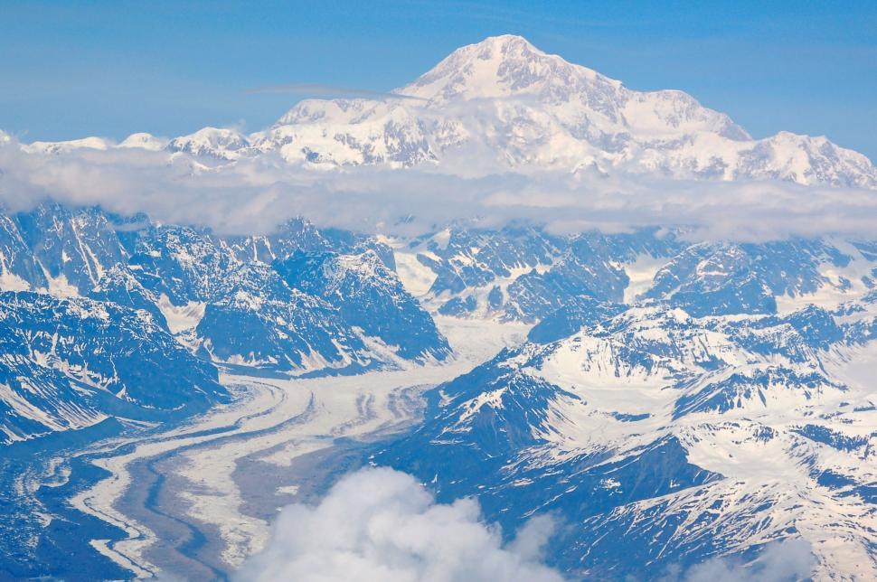 Free Image of Snow Covered Mountain View From Airplane 