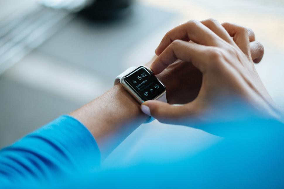 Free Image of Close Up of Person Wearing Smart Watch 