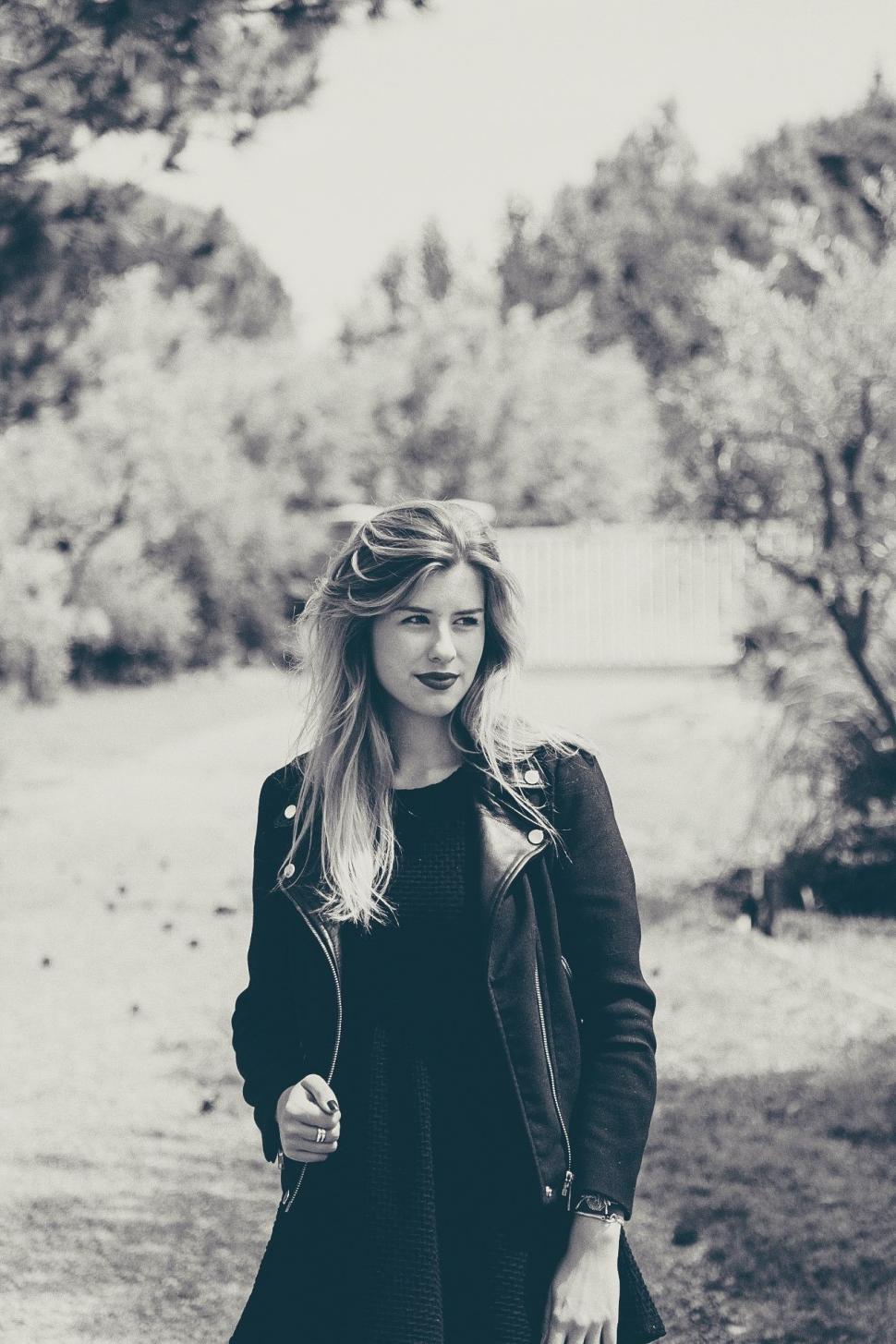 Free Image of Woman in Black Dress and Jacket 
