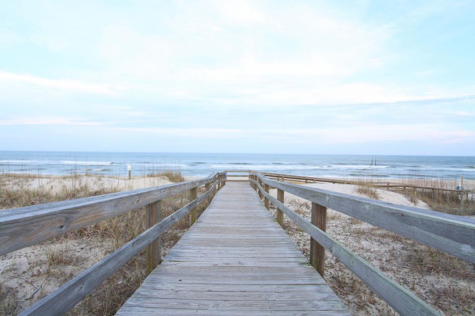 Free Image of Wooden Walkway Leading to Beach 