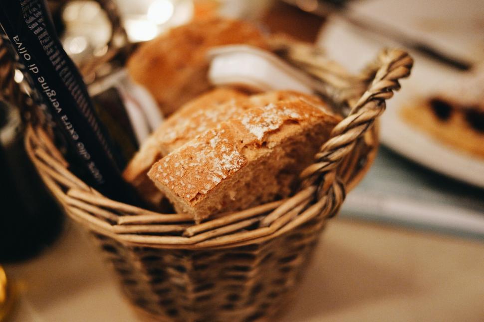 Free Image of Close Up of a Basket of Food on a Table 