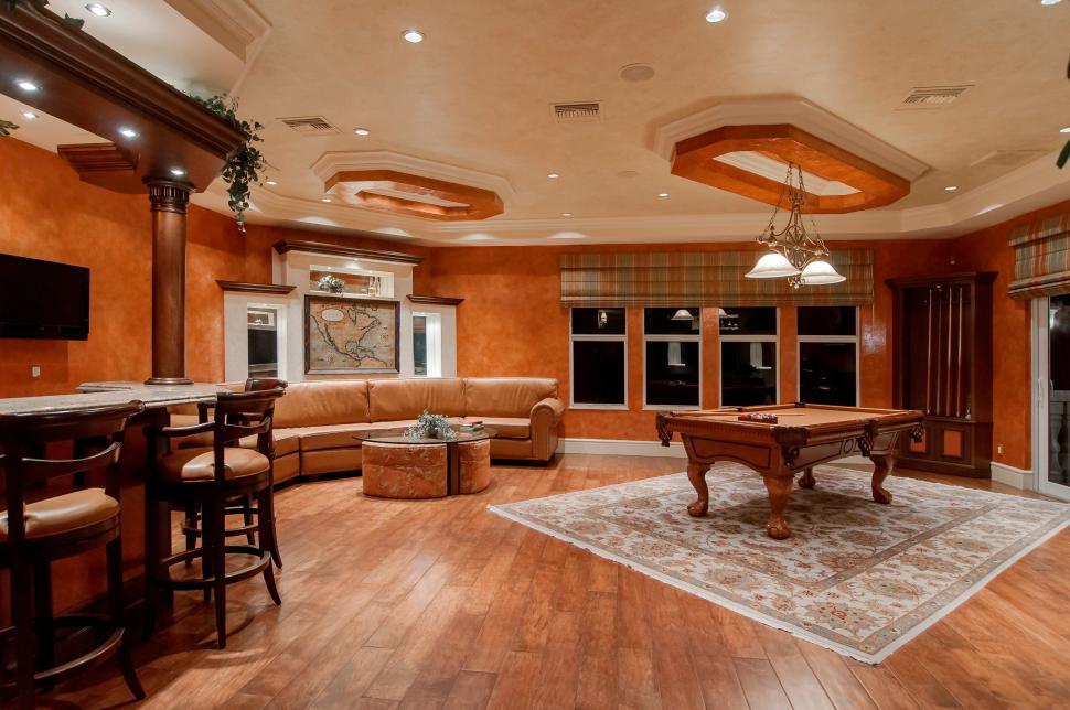Free Image of Living Room With Furniture and Pool Table 