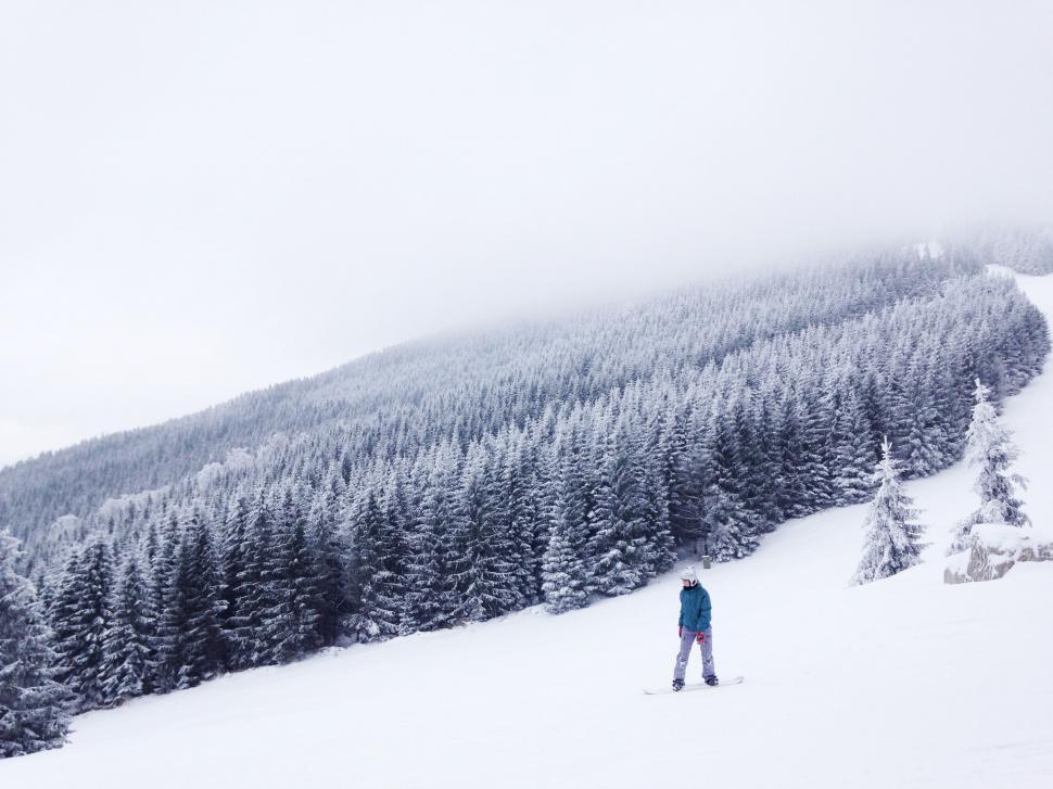 Free Image of Person Skiing Down Snow-Covered Slope 