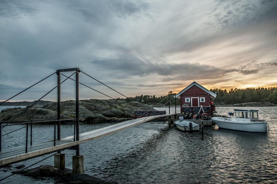 Free Image of Two Boats Tied to Dock in Water 