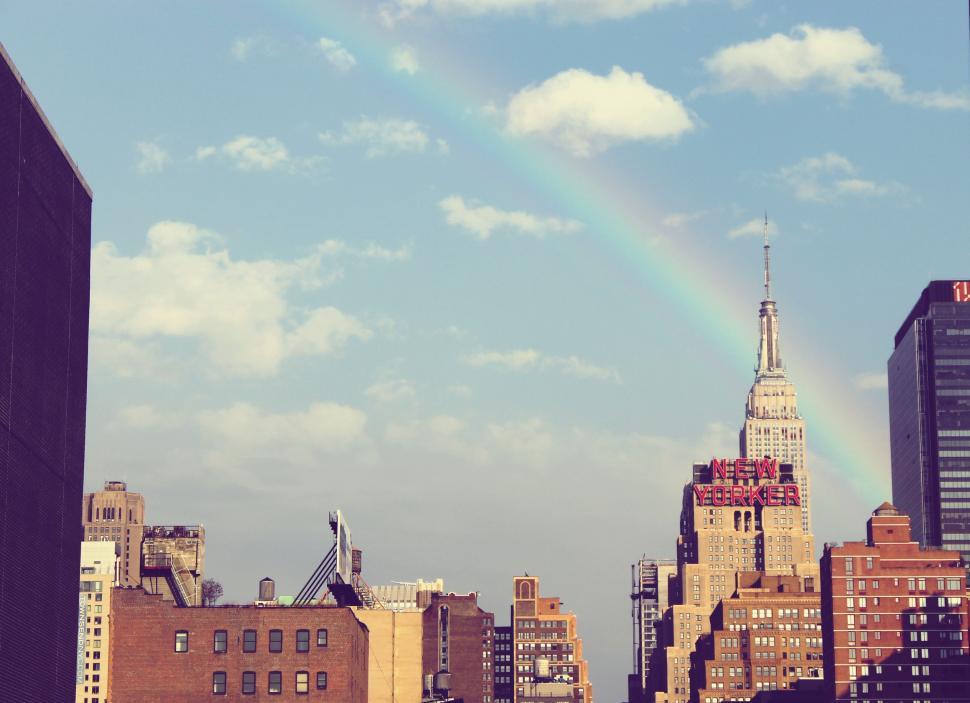 Free Image of Rainbow in the Sky Over City 