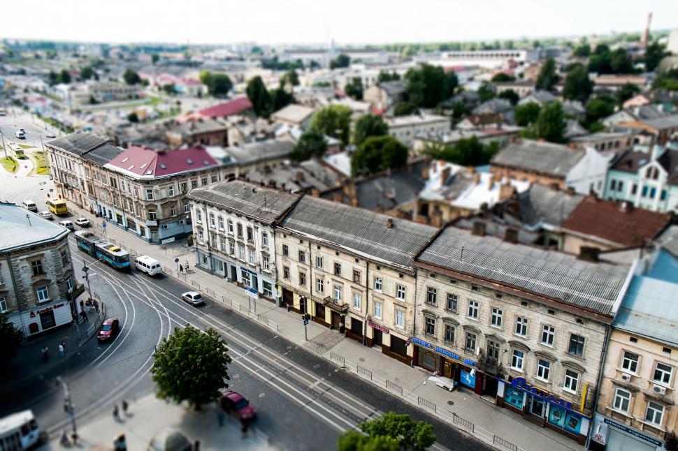 Free Image of Aerial View of City With Buildings and Cars 