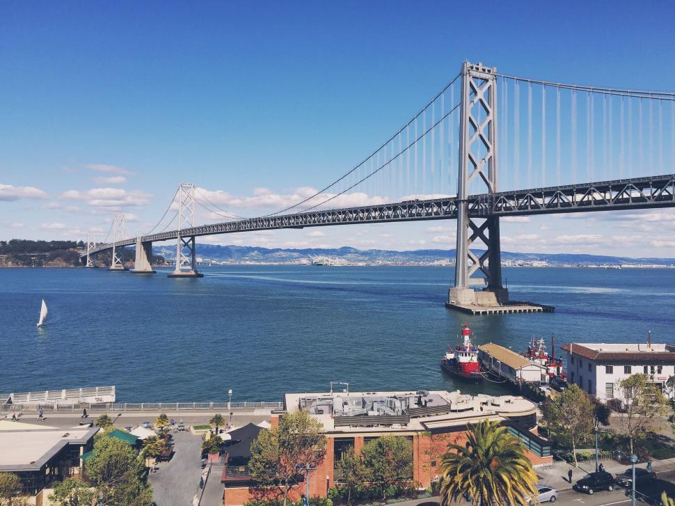 Free Image of Impressive Bridge Spanning Over Vast Waterway 