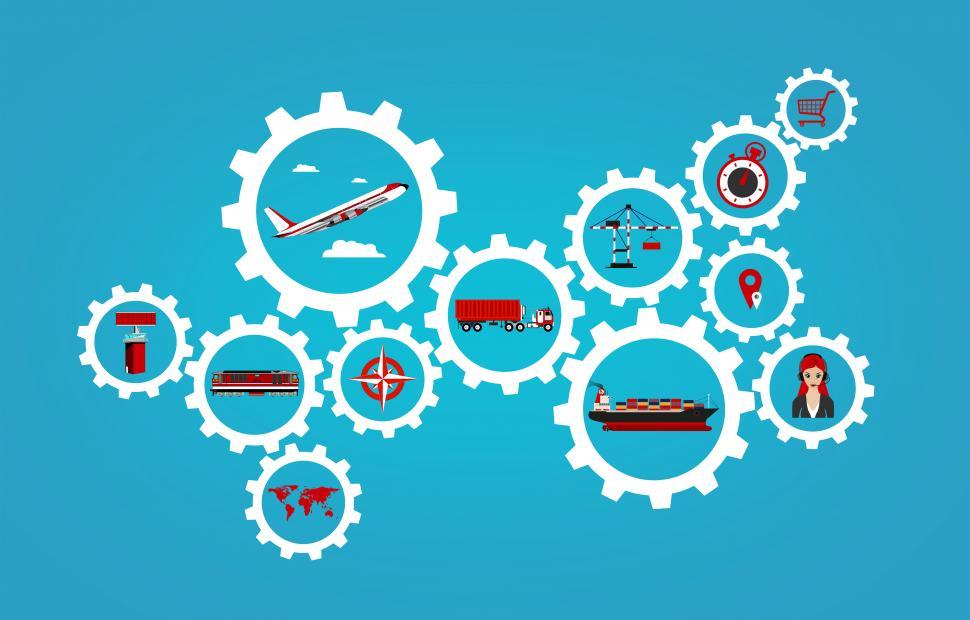 Free Image of Global logistics concept with transport industry icons 