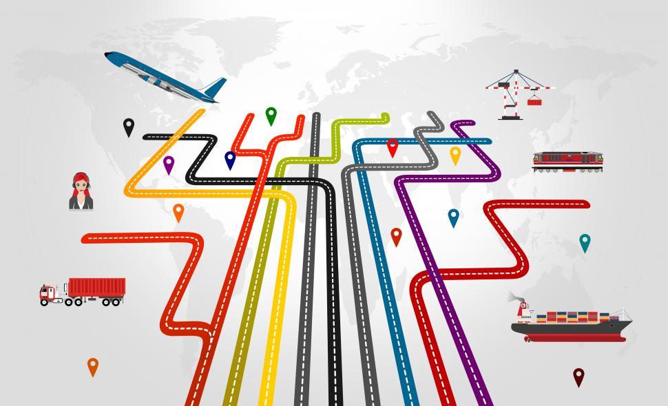 Free Image of Global logistics concept with industry icons 