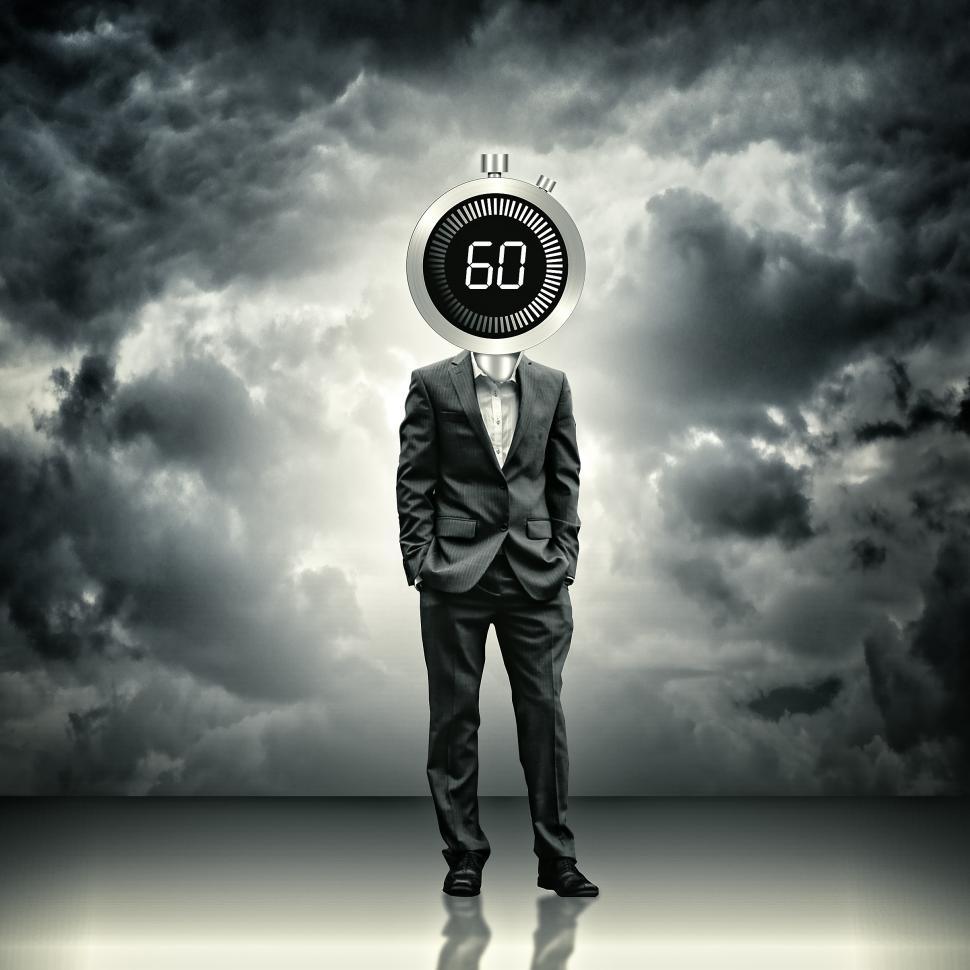 Free Image of Businessman with stopwatch head - Time concept 