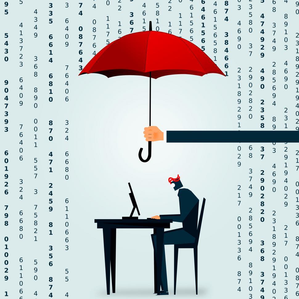 Free Image of The Big Data deluge - A businessman tries to crunch the numbers  
