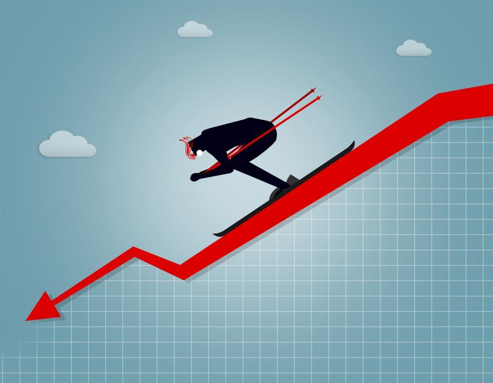 Free Image of Businessman going downhill - Market crash and correction concept 