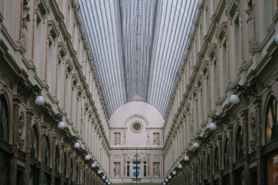 Free Image of Long Hallway With Clock 