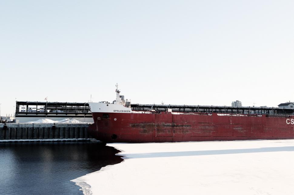 Free Image of Large Ship Docked in Water 