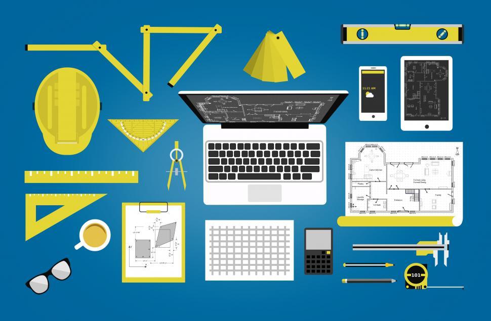 Free Image of Engineer or architect desk - Technical profession concept 