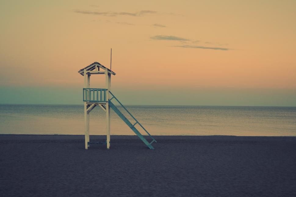 Free Image of Lifeguard Tower on Sandy Beach 
