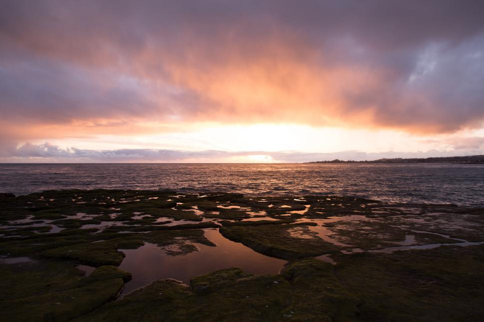 Free Image of Cloudy Sky Over Large Body of Water 