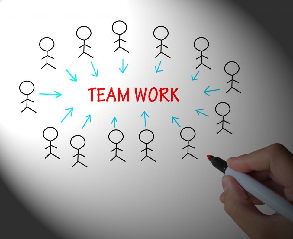 Free Image of Teamwork Stick Figures Shows Working As A Team 