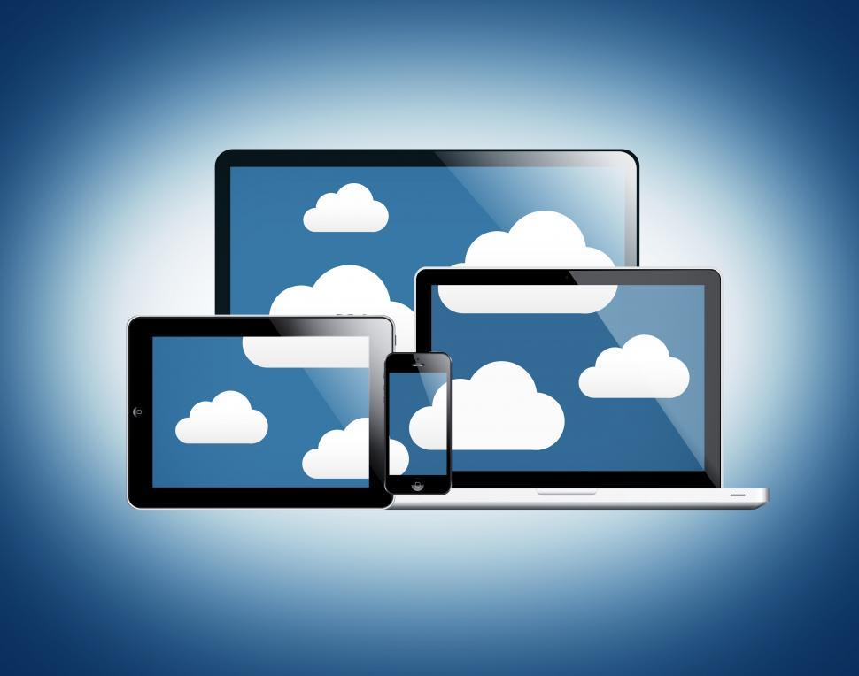 Free Image of Devices connected by the digital cloud - Cloud computing concept 