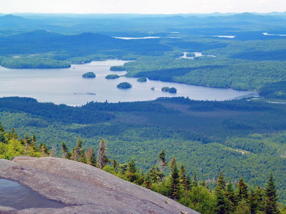 Free Image of Middle Saranac Lake from Ampersand Mountain 