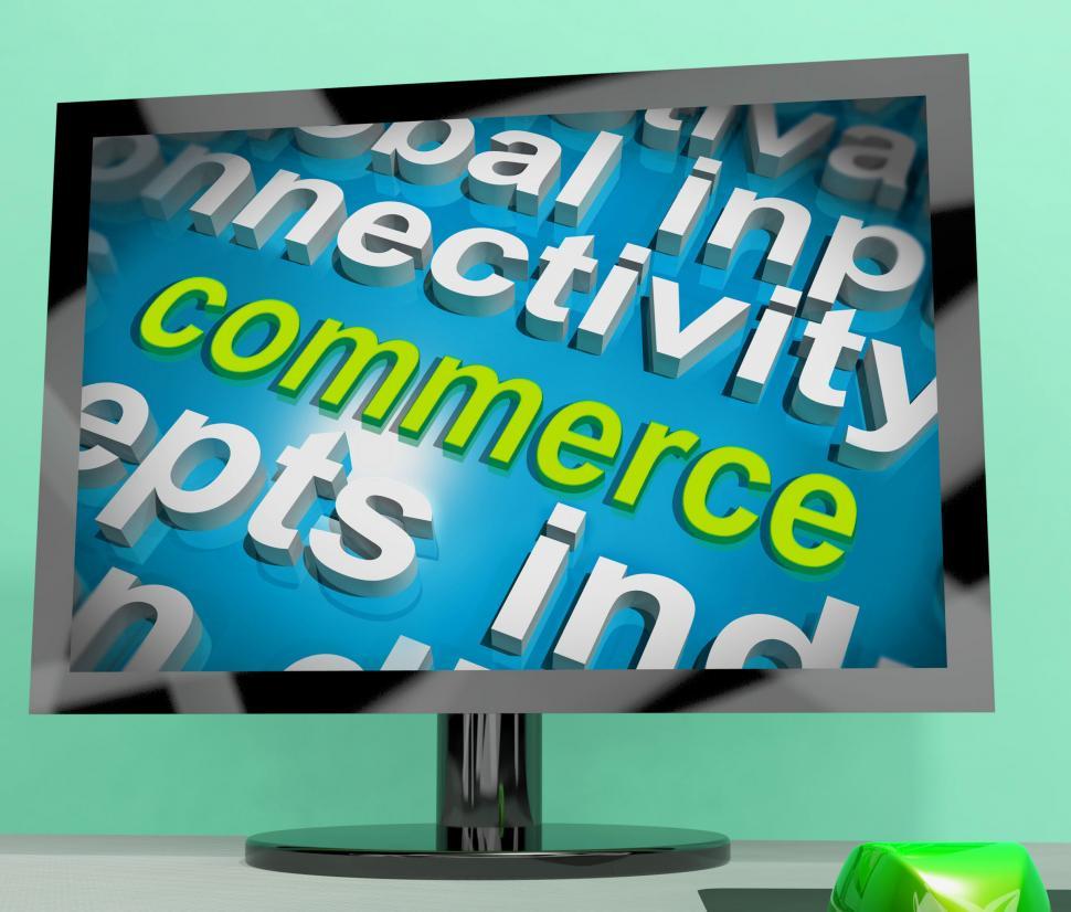 Free Image of Commerce Word Cloud Screen Shows Commercial Activities 