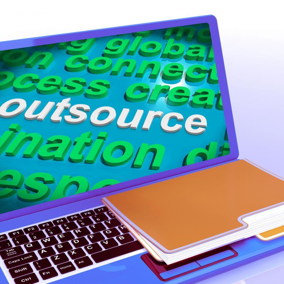 Free Image of Outsource Word Cloud Laptop Shows Subcontract And Freelance 
