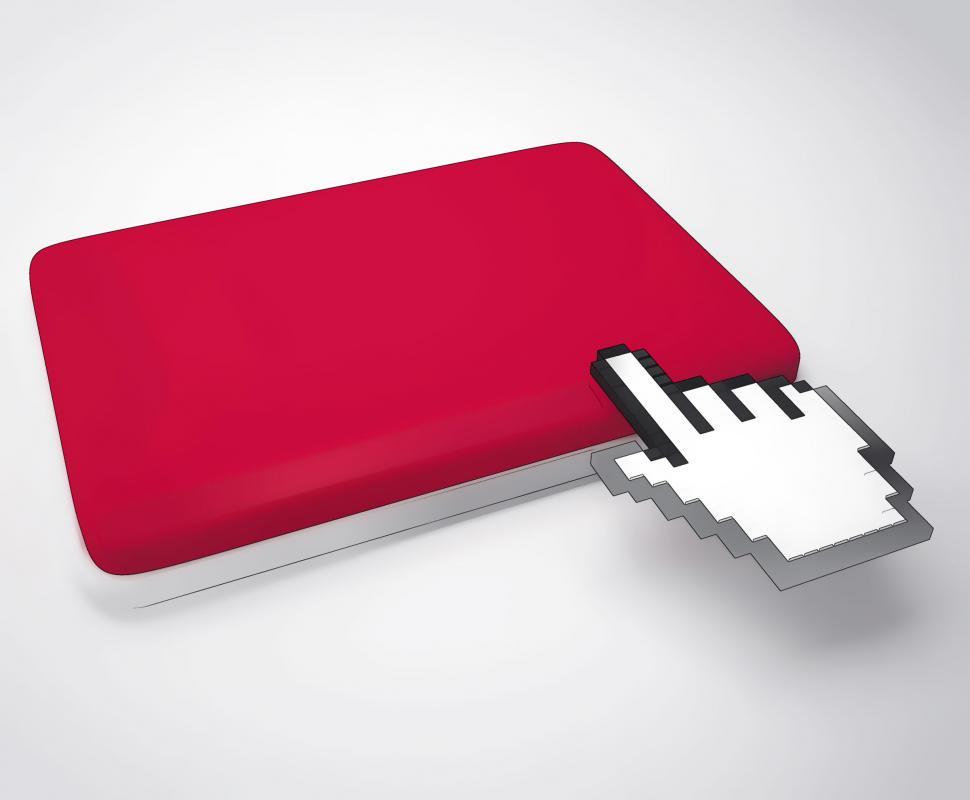 Free Image of Cursor Hand On Key Background Shows Blank Copyspace Click 