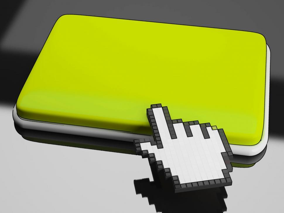 Free Image of Cursor Hand On Button Background Shows Blank Copyspace Click Her 